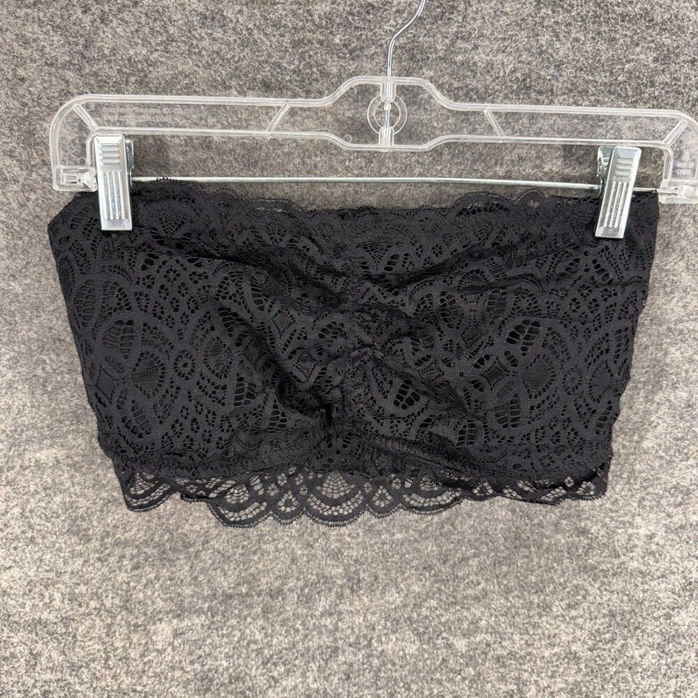 New Maurices Bralette Bra Women M Medium Black Geometric Lace Opaque Strapless